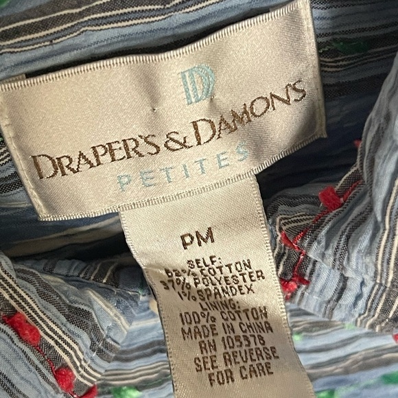 Draper’s And Damon’s Striped Button Down Blouse Women’s Petite Medium - Picture 5 of 10